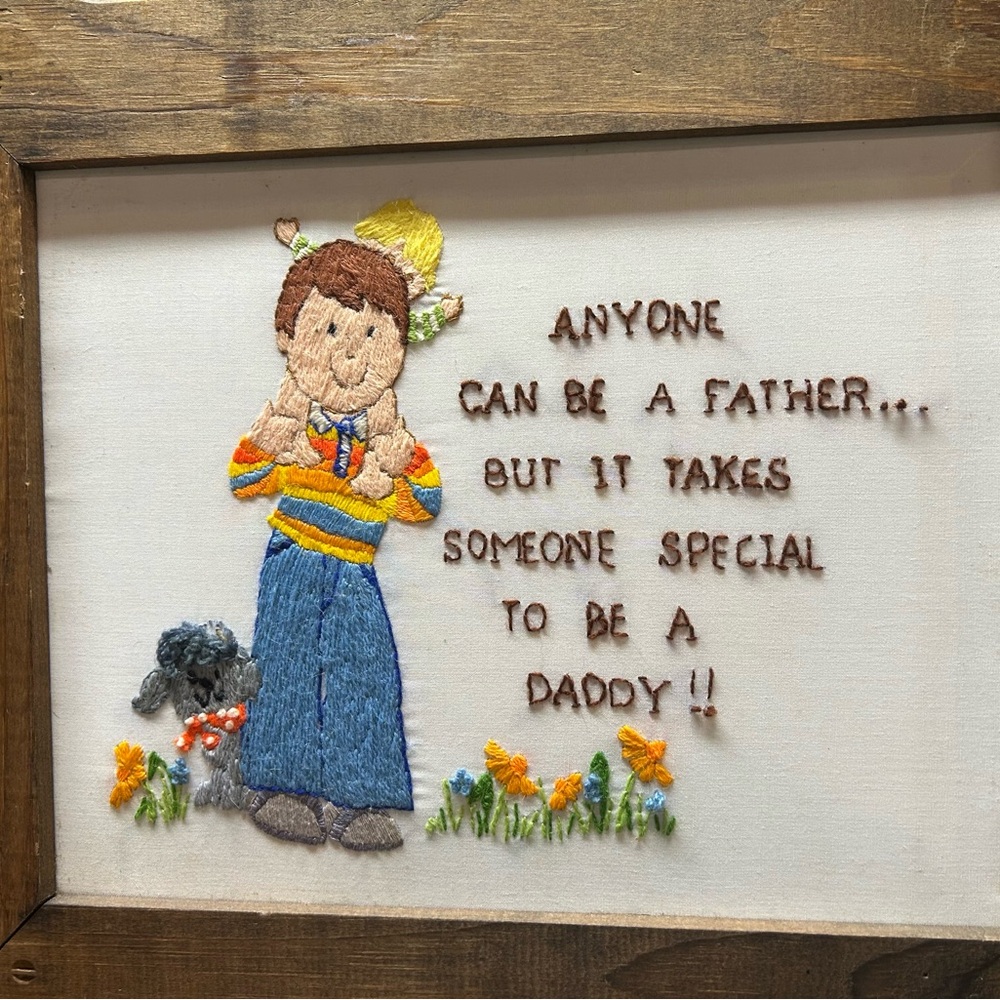 Embroidered Wall Art with Father Quote